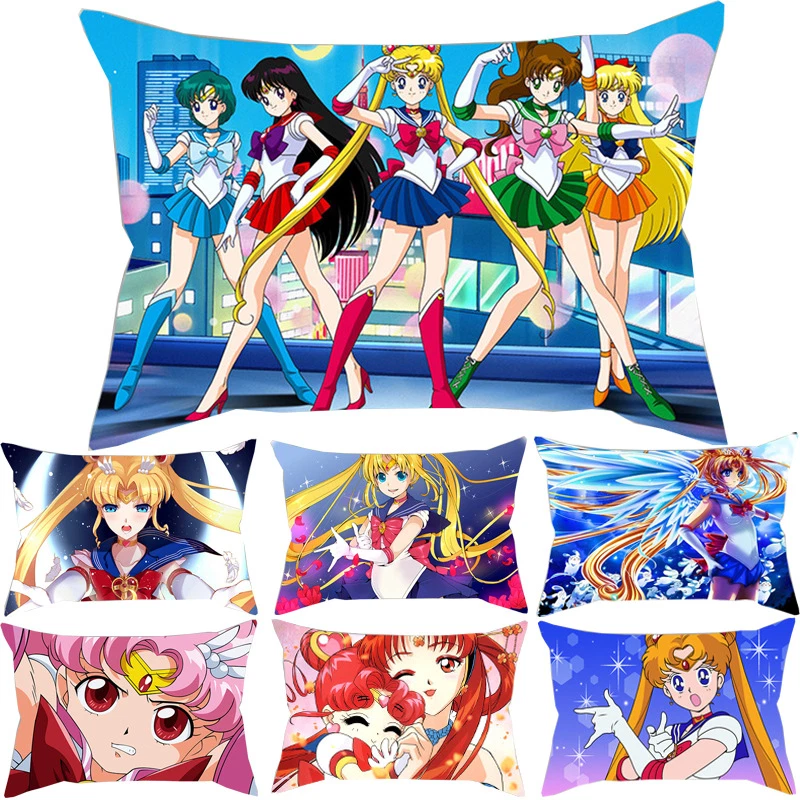 Anime Sailor Moon Cartoon Linen Pillow Case Cushion Cover Art Sofa Home Decor#
