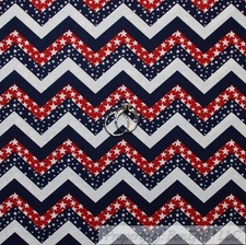 BonEful Fabric FQ Cotton Quilt Red White Blue Star American Flag Chevron Stripe