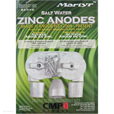 Martyr Anodes CMBRAVO3KITZ Zinc MerCruiser Bravo 3 Kit 2004+ I/O Canada Metal