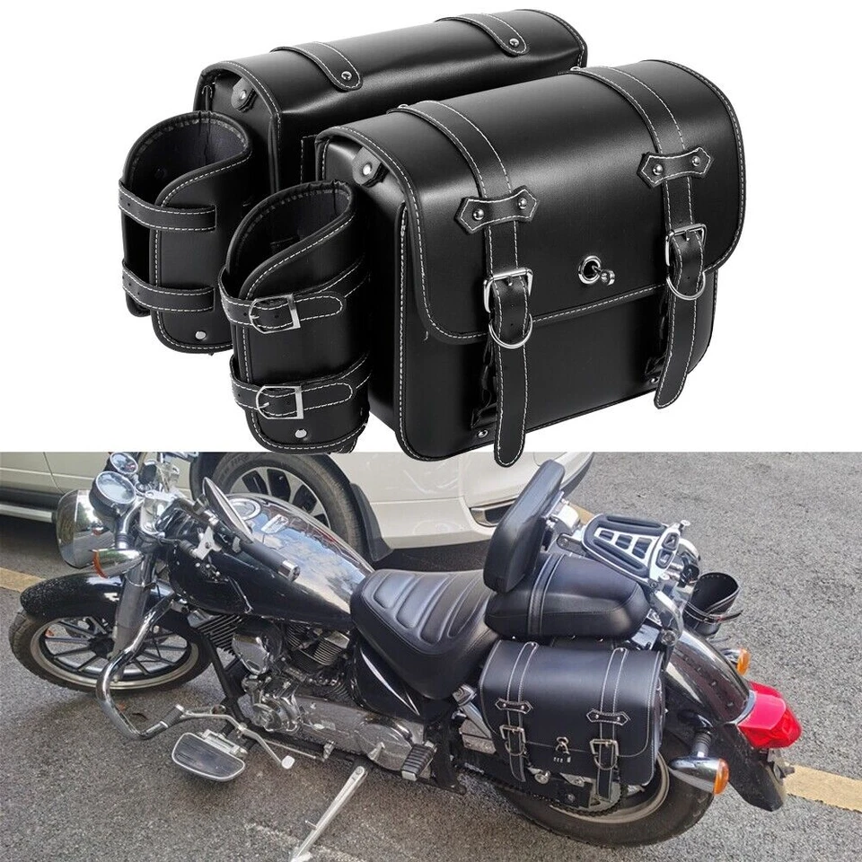 Bolsa de alforja lateral bolsas de herramientas para Harley Touring Dyna Heritage Softail Springer Foto 2 de 4
