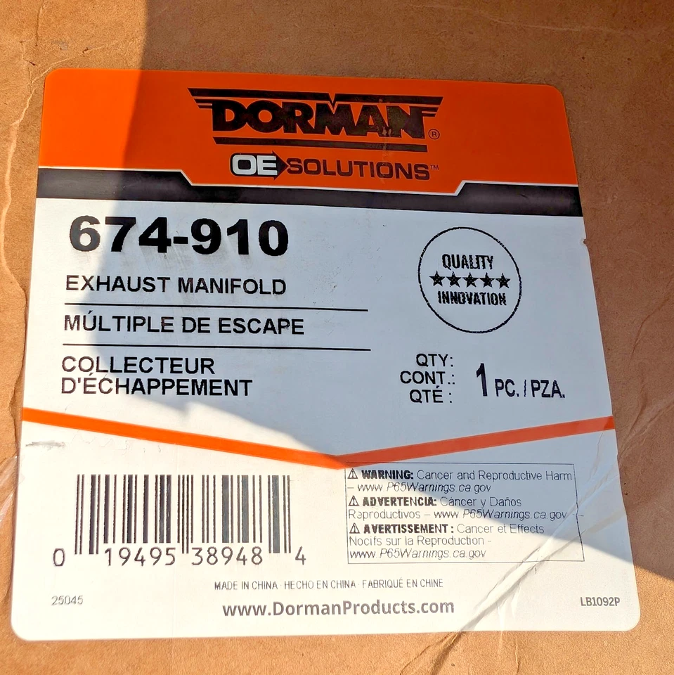 Dorman 674-910 Exhaust Manifold fits Dodge Ram 2500 3500 5135788AC New Open Box — 第 2/4 张图片