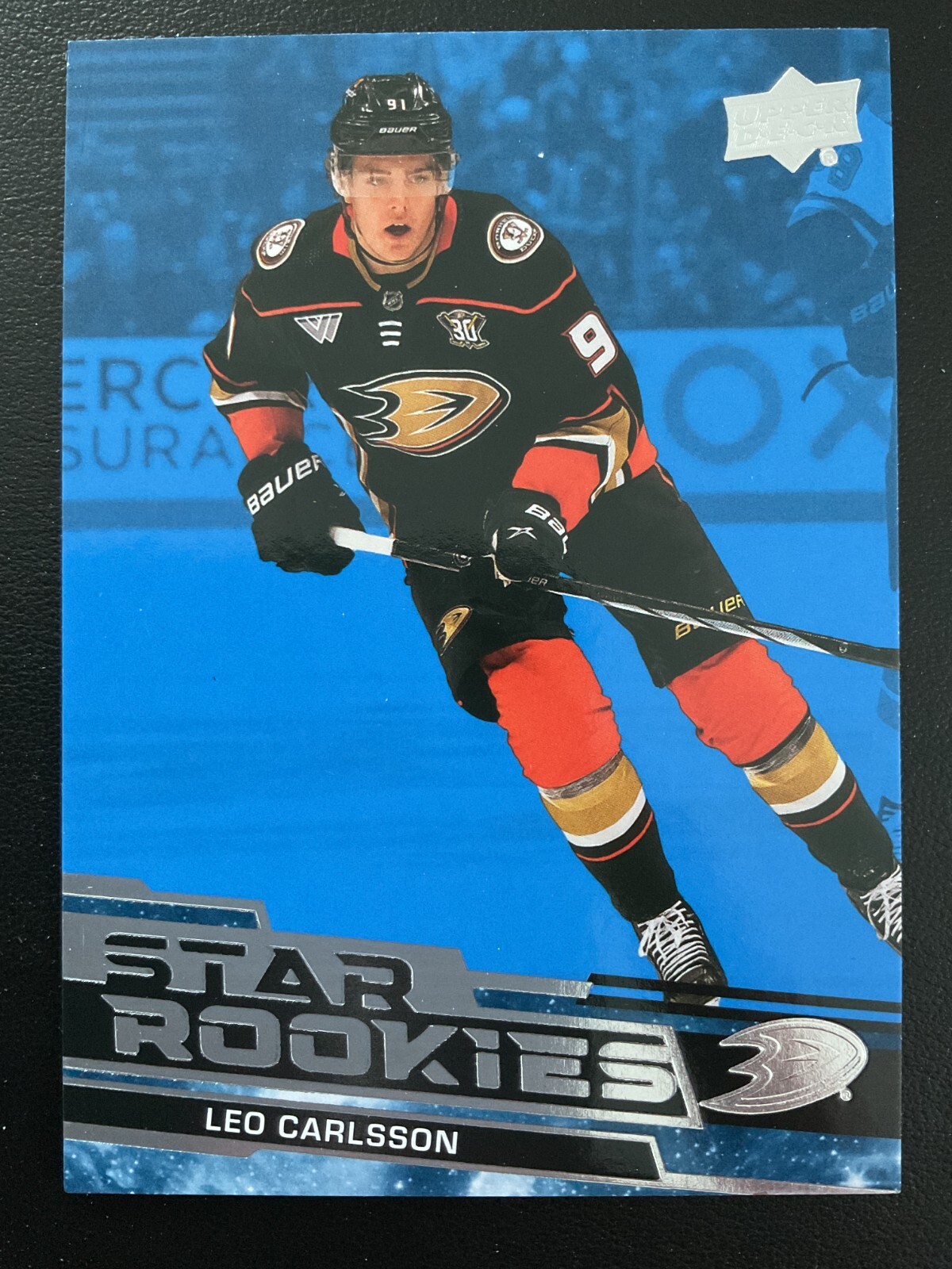 Leo Carlsson 2023-24 Upper Deck Star Rookies Blue Parallel RC Card #7