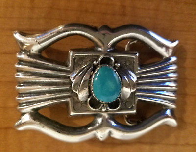 REDUCED NAVAJO. c1970'S Sandcast turquoise/sterling 1 1/2'' belt buckle, signed