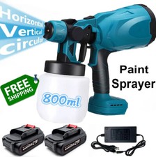 High Pressure Cordless Paint Sprayer Electric Airless HVLP Spray Gun w/2 Battery
