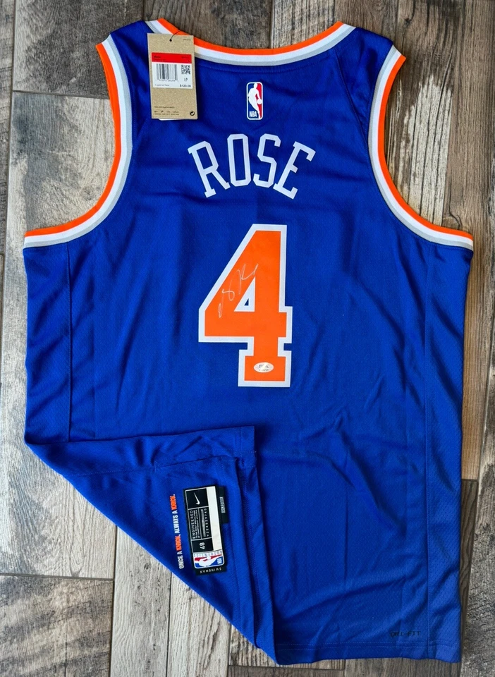 DERRICK ROSE SIGNED NEW YORK KNICKS NBA SWINGMAN JERSEY BULLS MVP  w/ COA PSA - Image 2 of 4