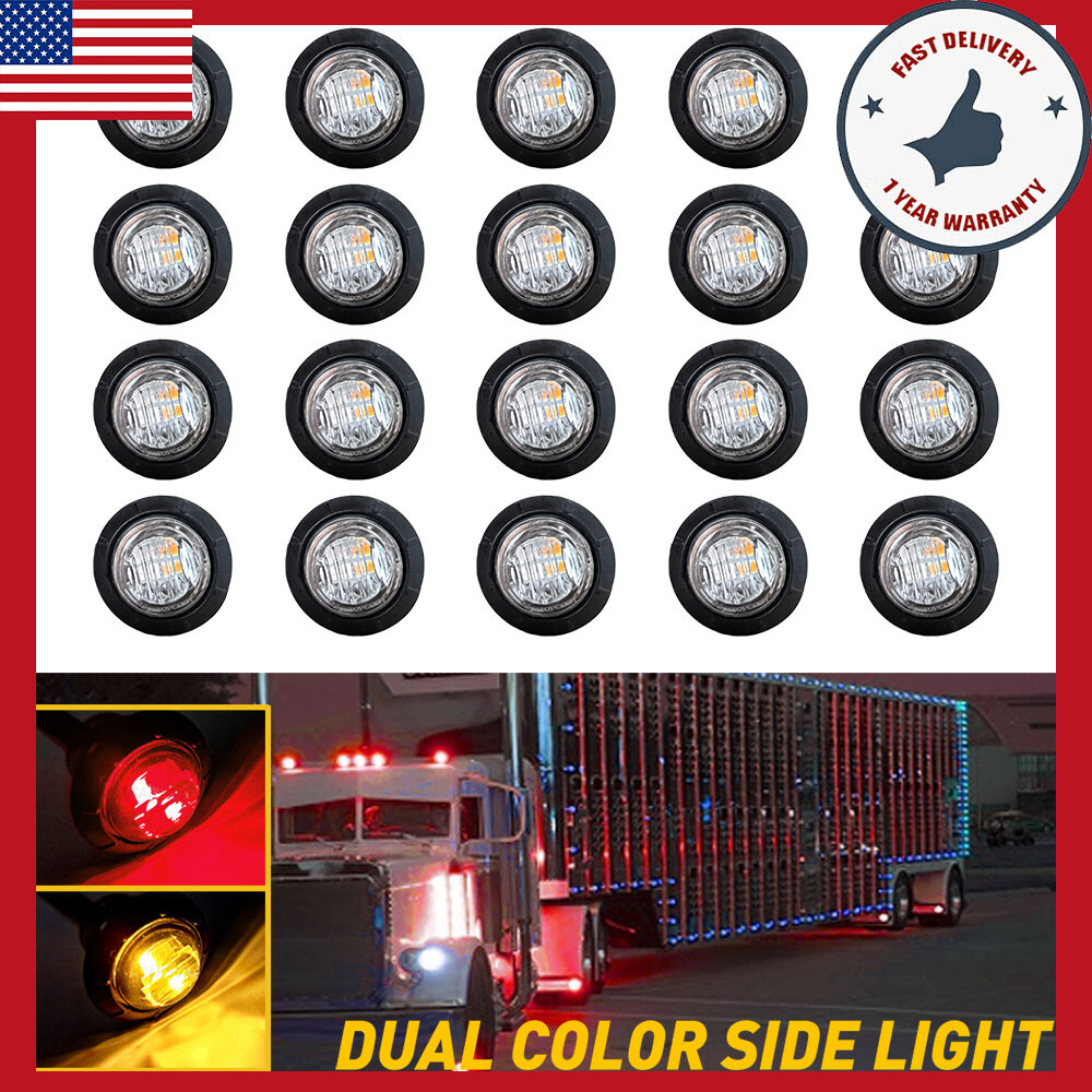 20PCS 12V Dual Color Red-Amber LED Round 3/4
