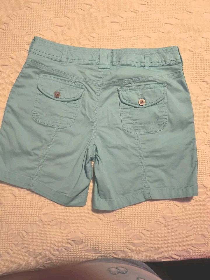 Pantalones Cortos Para Mujer 🌊Style & Co Talla 6 Verde Azulado Azul Bolsillos Bermudas Playa  Foto 4 de 4