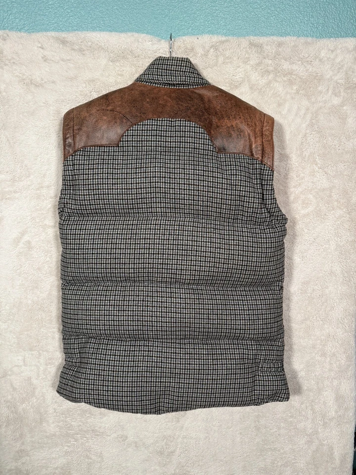 Vintage CHEVIGNON Togs Unlimited Down Puffer Nylon Leather Vest Gray  L - Image 3 of 4