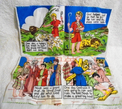 2 Vintage Cloth Dean's Rag Books - Shepherd Boy David & Noah's Ark