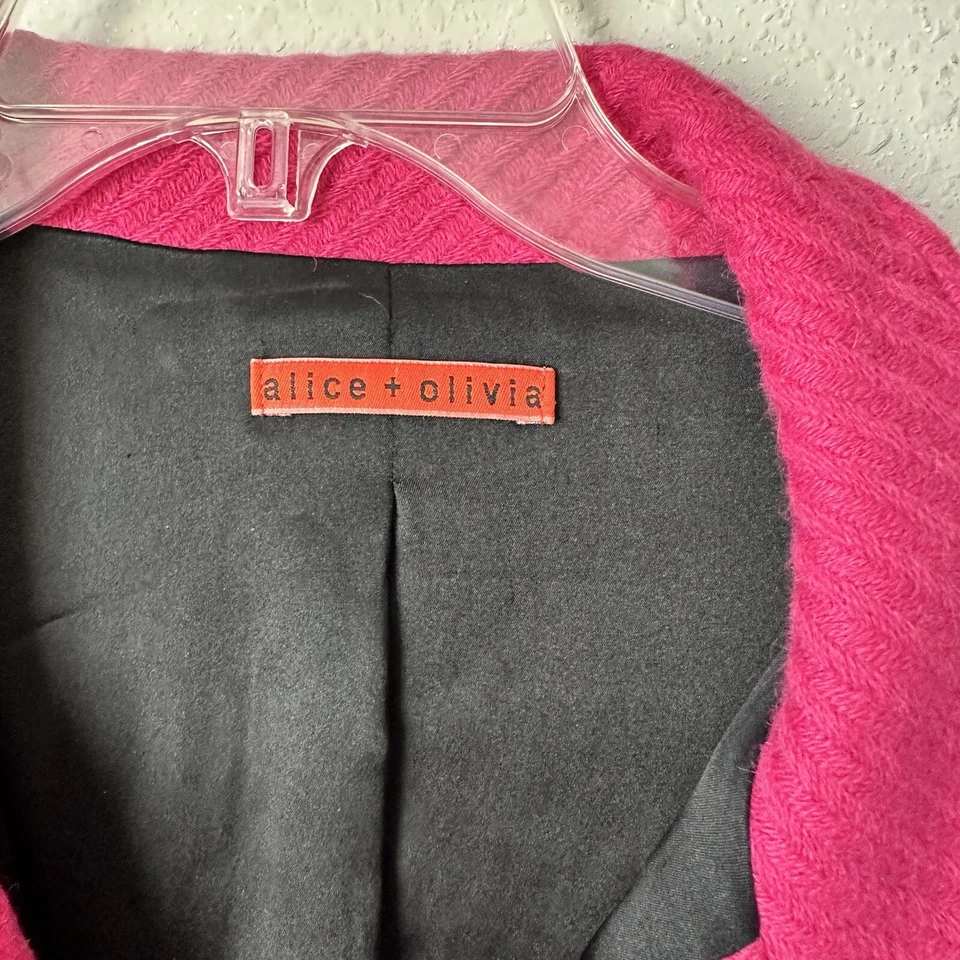 Abrigo Alice + Olivia Rosa Mezcla Lana Plisado Frontal Cinturón Talla S B-X Foto 2 de 3