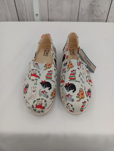 Toms Woman's Shoes Wmn Belmont Light Grey Holiday Cats, Size 8-SH