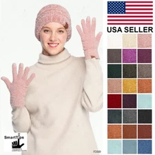 C.C Exclusive Women's Eco Friendly Chenille Winter Warm Solid Color Soft Gloves