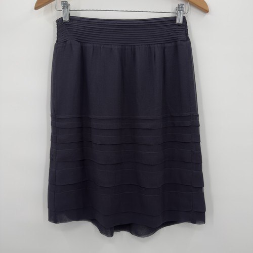Gerard Darel Rock Damen Gr. 36 Seide marine Midi gefüttert Rüschen - Bild 2 von 8