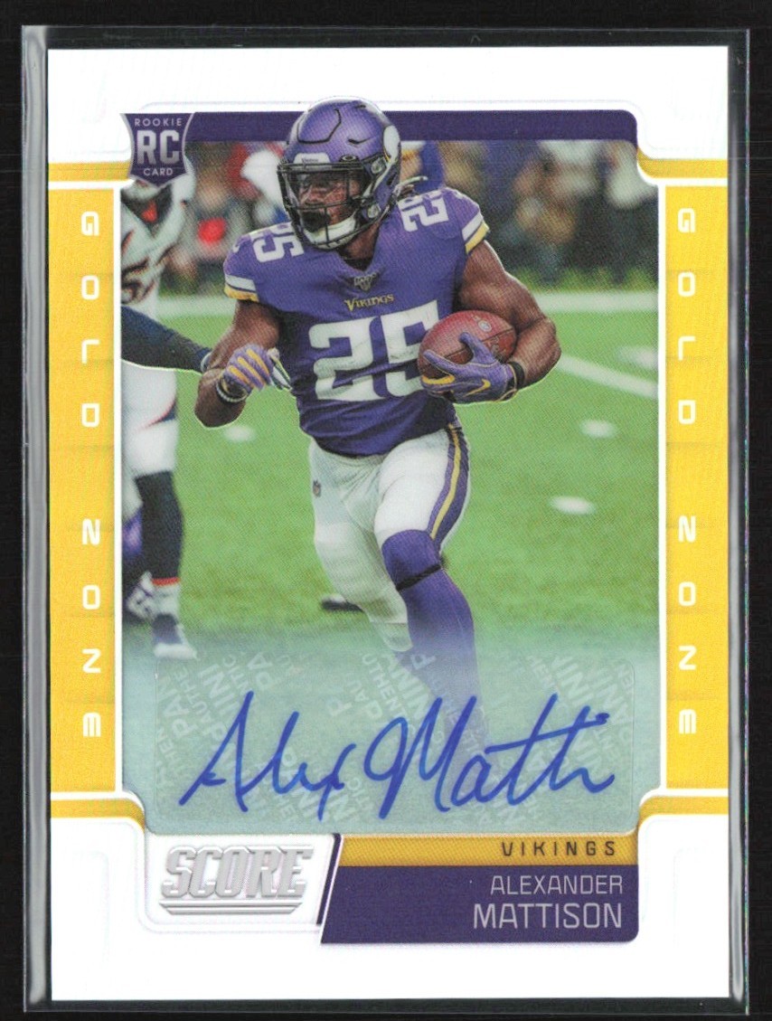 Alexander Mattison 2019 Panini Chronicles Score Update Gold Zone Auto /50 #462