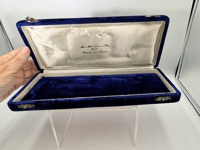 Vintage Messrs. M.L. Lehman & Sons Royal Blue Velvet Jewelry Box Case London