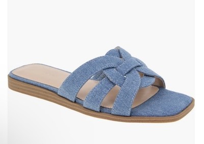 NEW BCBGeneration Sandals 9.5M Meltem Square Toe Denim Jean Slide Sandal Casual