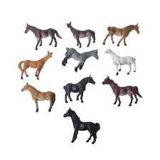Lot of 10 Different Plastic Toy Horses Mixed Colors 2" Mini Farm Animals