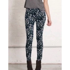Rag & Bone Womens Ikat Paisley Pattern Skinny Pants 27 Micro Corduroy Navy Blue