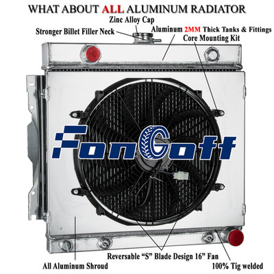 4-Row Radiator+Shroud+Fan For 1970-79 Dodge D/W D100 D150 200 250 5.2/5.9L Truck