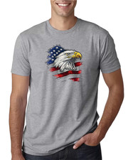 Patriotic Bald Eagle Embroidered T-Shirt   American Flag USA Pride Tee