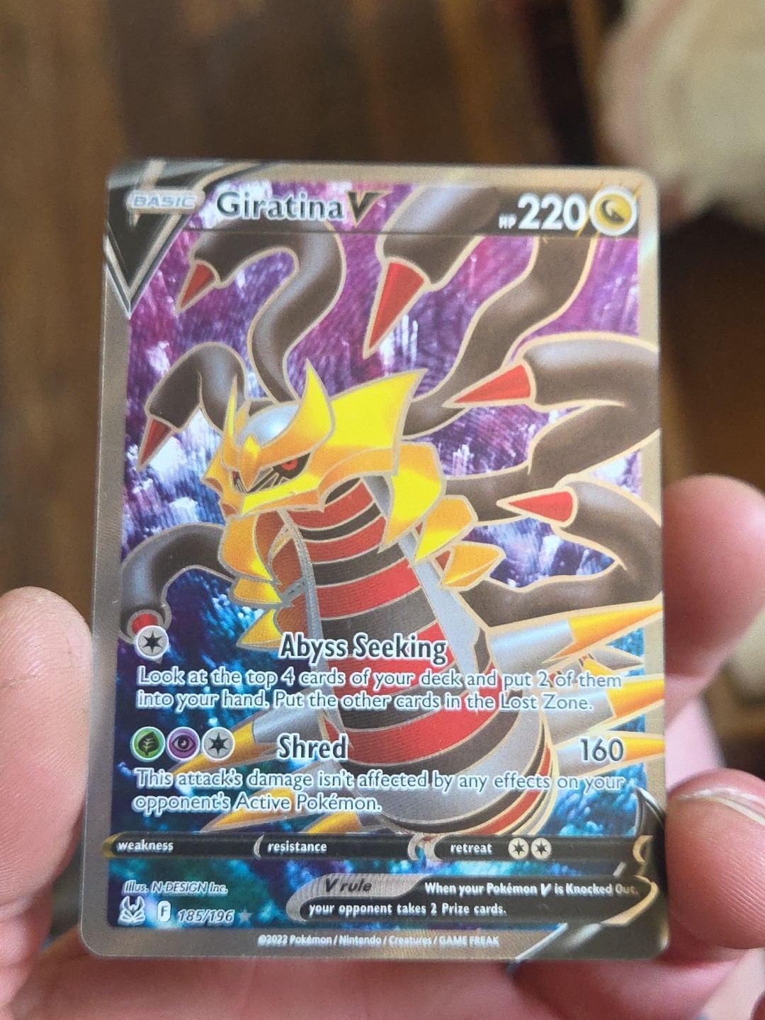 Pokémon TCG Lost Origin Giratina v Full Art Ultra Rare Card 185/196 NM