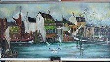 Signed Oil on Board Painting - "Prospect of Whitby" by George Roser