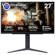 LG 27 inch Ultragear QHD Gaming Monitor 180Hz IPS G Sync Compatible HDR10