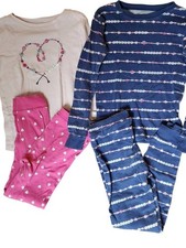 Carter's Girls 4-piece Long Sleeve Cotton Pajamas 8 Pink Blue Bracelets Hearts