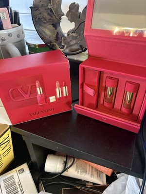 Rosso Valentino 3-Piece Full Size Lipstick Set Red Hard Case