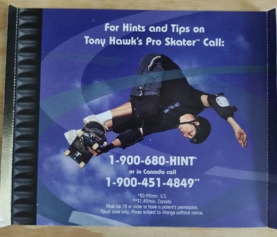 Tony Hawks Pro Skater PS1 Back Art Only