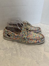 Sebago Docksides Boat Shoe Karter Print Women  s 9M Preppy Comfort Fabric