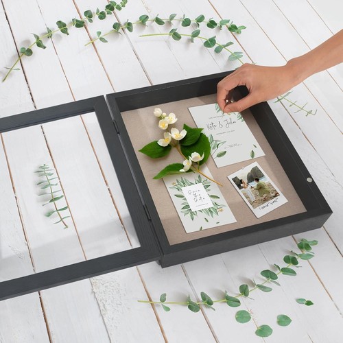 Americanflat Front Opening 8x10 Shadow Box Frame with 8x10, Black - Picture 5 of 9