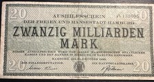 Notgeld Hamburg 20 Milliarden Inflationsgeld Notgeldschein