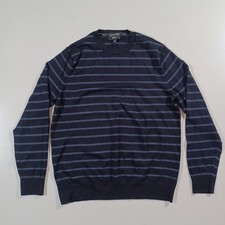 Banana Republic Baruffa Sweater 100 Merino Italian Wool Blue Struped Mens Sz XL