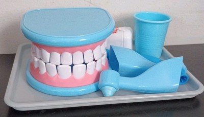 Super Smile Dentist Play Set w/Fake Teeth, Floss, Toothpaste, Tray, Instruments
