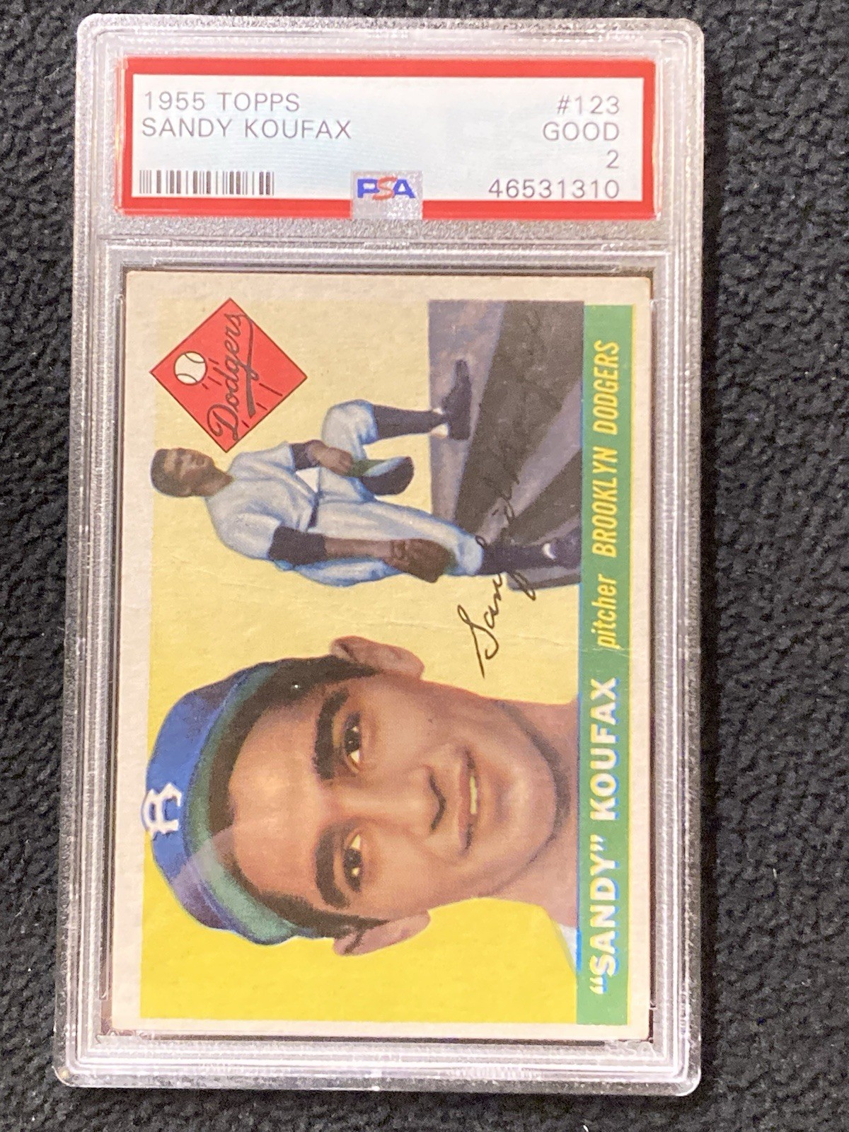 1955 topps 123 sandy koufax PSA 2