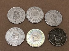 6 GETTONI PER FLIPPER E JUKE BOX ANNI 70  DA SALA GIOCHI.