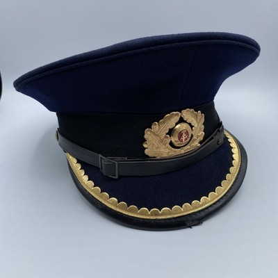 Vtg East German Navy Volksmarine Officers Visor Cap Hat Size 56