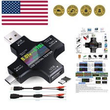 USB C Tester, 2 in 1 Tester Color Screen IPS Digital Multimeter2024,Voltage,C...