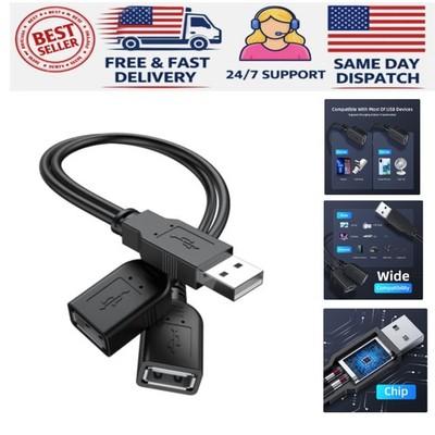 Durable USB 2.0 Y Splitter: Dual Female Hub for Multiple Device Connections