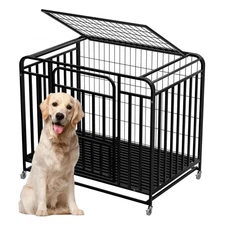 Homes for Pets 42-Inch & 38-Inch Dog Crate Kennel, Folding Metal Cage with Tray