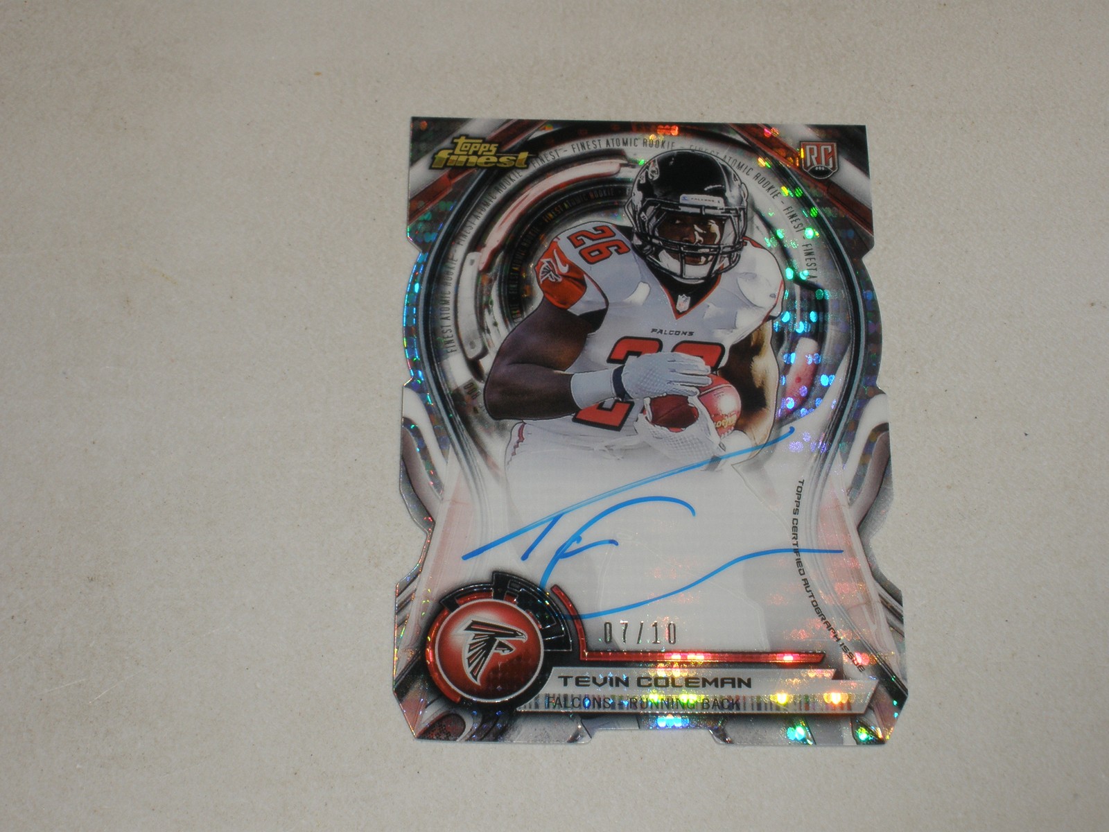 Tevin Coleman Finest Atomic Rookie Die-Cut Autographs #20 Base