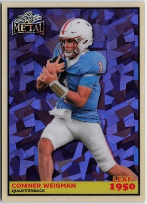 2026 Leaf Metal #LB-16 Conner Weigman 1950 Leaf Base Crystal Purple #/7