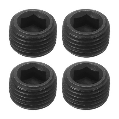 4Pcs Socket Pipe Plugs M16-1.5x10mm Carbon Steel Hex Thread Pipe Caps Black