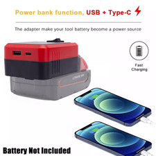 Portable Phone Charger Adapter For Milwaukee 18V Li-ion Battery Output Dual Port