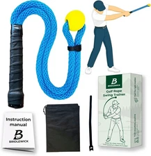 Golf Rope Swing Trainer – Weighted Rope with Yellow Ball, Improve Swing Speed, T