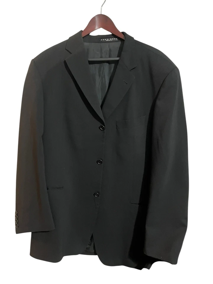 Traje Hugo Boss De Colección Para Hombre Talla 44 R Negro W38 X 32L Lana 3 Botones Calce Relajado Foto 2 de 4