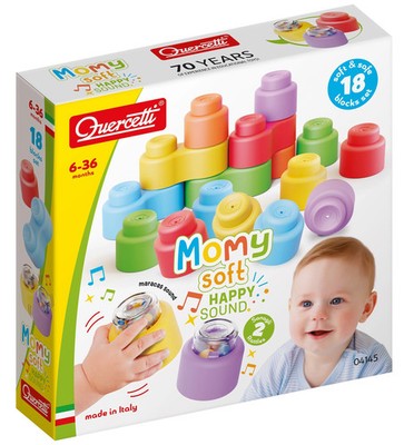8007905041451 Momy miękkie klocki z grzechotką 18 elementów 4145 QUERCETTI p6 Qu