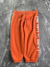 Victoria's Secret PINK Orange Rhinestone Sweatpants Joggers L Pink Says Be Happy
