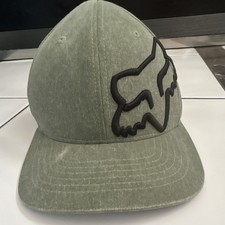 Fox Flexfit Green Fox Head Logo Baseball Cap Hat S/M Stretch 6-Panel